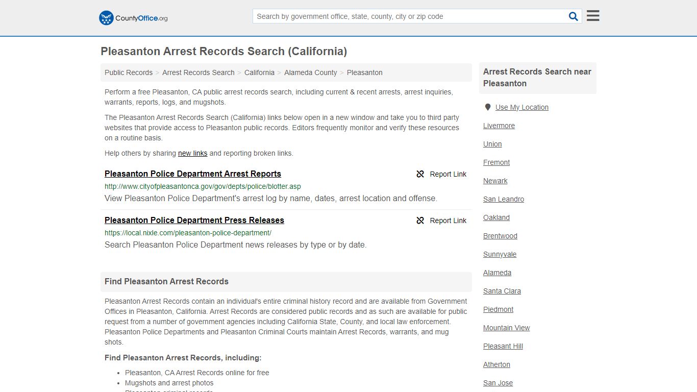 Arrest Records Search - Pleasanton, CA (Arrests & Mugshots) - County Office