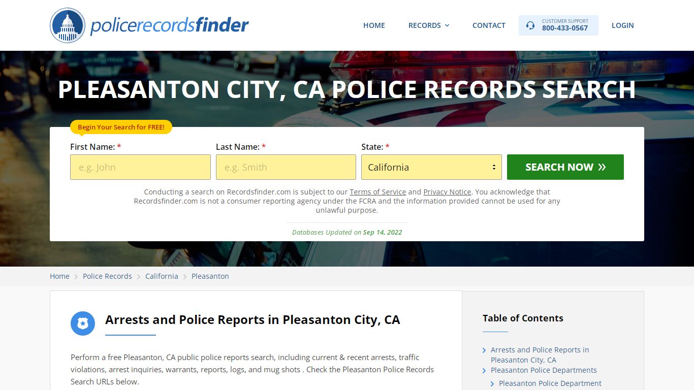 PLEASANTON CITY, CA POLICE RECORDS SEARCH - RecordsFinder