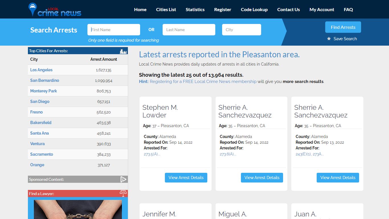 Pleasanton California Arrest Records | Local Crime News